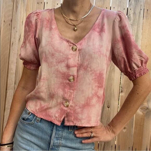 H&M tie dyed button front blouse size 3XS - Picture 4 of 4